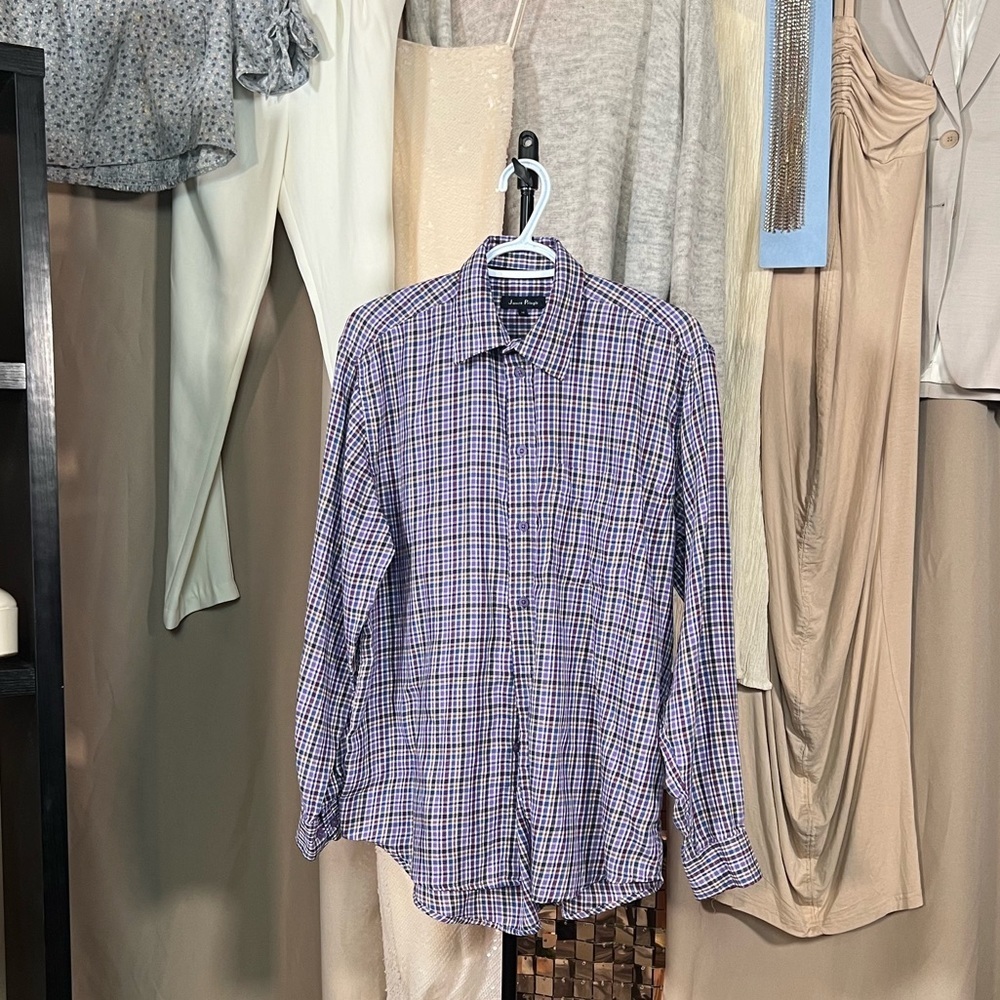 James Pringle Purple Blue Maroon Button Size Medium